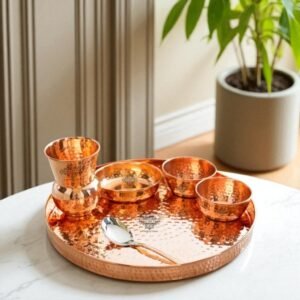 Copper Dinner Thali Set (6 Pcs)